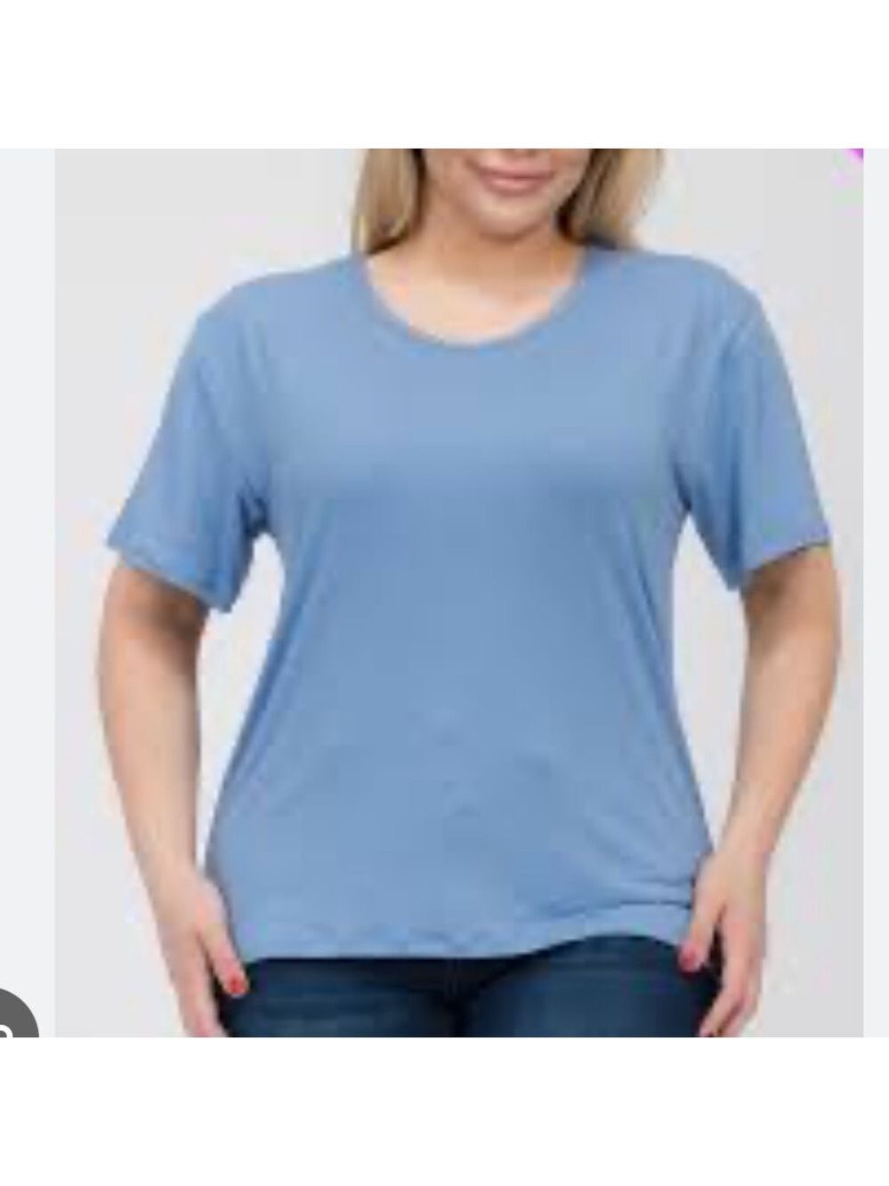 NWT STUDIO Light Blue Ribbed Short Sleeve Tee 3X
